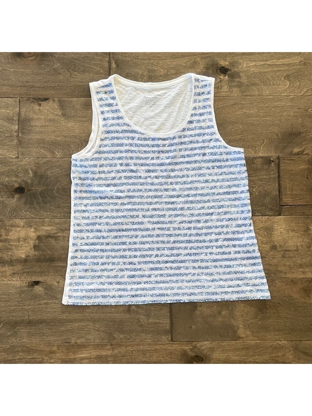EUC Chicos by Chicos Sequin Tank Striped Blue and White (Size 2)